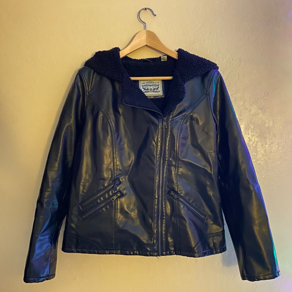 Levi’s PU Leather, Hooded and Faux Fur Lined Jacket